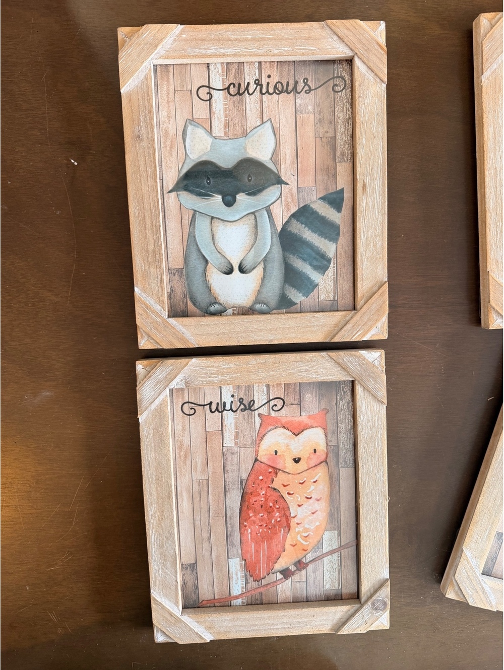 Set of 2 Rustic Woodland Nursery Framed Wall Art – Raccoon & Owl